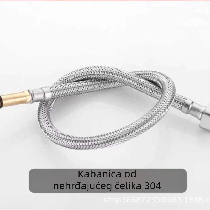 Tuš cijev od 304 nehrđajućeg čelika, za slavinu s jednim otvorom, dvostruka regulacija topline, okrugla glava tuša, ručni tuš, model 39