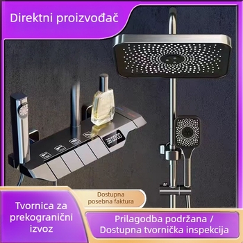 Bakreni set tuš glave s konstantnom temperaturom, zidni montažni za kupaonicu, s pojačivačem tlaka
