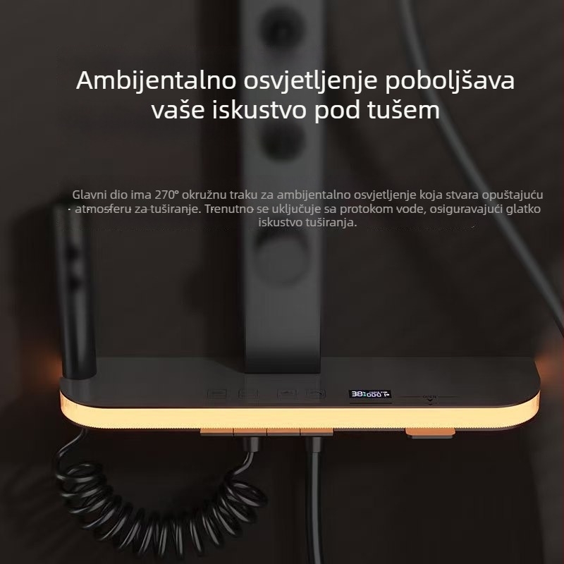 Set za tuš s digitalnim zaslonom, termostatska konstantna temperatura, automatsko punjenje vodom, kišni tuš, kvadratna glava tuša od aluminija visoke kvalitete