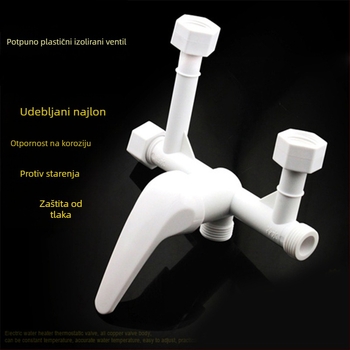 Miješajući ventil za električni bojler, potpuno plastični, ulaz/izlaz 20 mm, promjer sjedišta ventila 20 mm, tip jezgra ventila model 25, radna temperatura 75°C