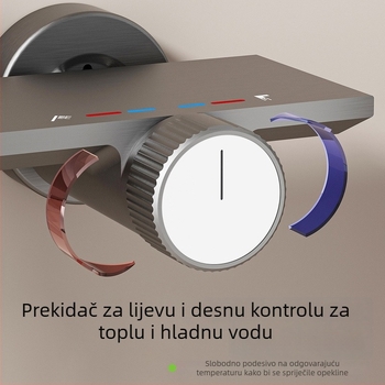 Set tuša sa skrivenom instalacijom, okrugla tuš glava, Space aluminum, model 3023, funkcije masaže, regulacija temperature i mjehurića