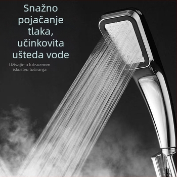Kvadratna ručna tuš glava s tlakom, ABS, funkcija kiše, raspršivanje vode, radna temperatura 0–100°C