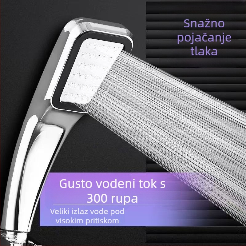 Kvadratna ručna tuš glava s tlakom, ABS, funkcija kiše, raspršivanje vode, radna temperatura 0–100°C