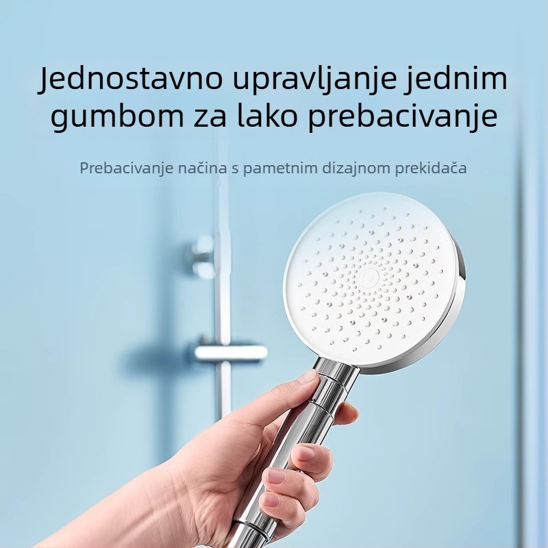 Ručna tuš glava s pojačanim tlakom za kupaonicu, zidni nosač, okrugli oblik, moderan minimalistički stil, model Mjzyschs01db