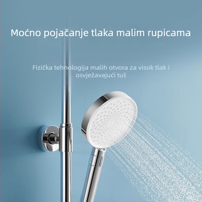 Ručna tuš glava s pojačanim tlakom za kupaonicu, zidni nosač, okrugli oblik, moderan minimalistički stil, model Mjzyschs01db
