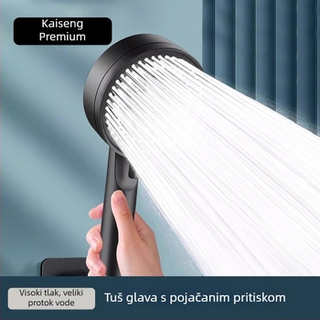 Kaisheng Premium ručna tuš glava s više postavki, otporna na padove, velika pokrivenost raspršivanja, crna