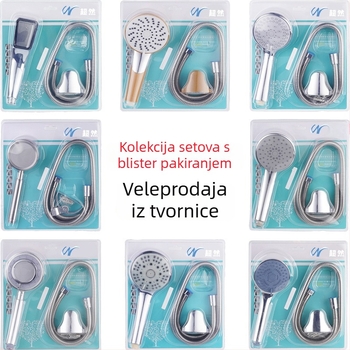 Trokomponentni set tuša s kružnom ručnom glavom, ABS materijal, kišna funkcija, navojna montaža, elektroplakirani završetak
