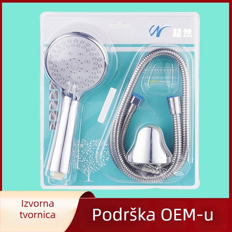 Trokomponentni set tuša s kružnom ručnom glavom, ABS materijal, kišna funkcija, navojna montaža, elektroplakirani završetak