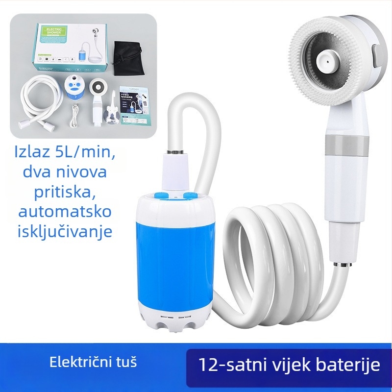 Prijenosni vanjski tuš s pumpom za samoprimanje, dugotrajna baterija, ABS kućište, model RA-01