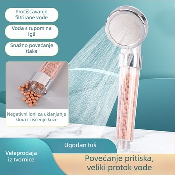 Kompaktni set tuš glave s filtrom pod pritiskom za kućnu kupaonicu, funkcije masaža i kiša, ABS materijal, zidna ugradnja, okrugli oblik, model Yl003