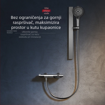Kupaonski tuš set, bakreno tijelo, ručni i zidni, kišna glava, dvostruka kontrola temperature, 0,5 MPa