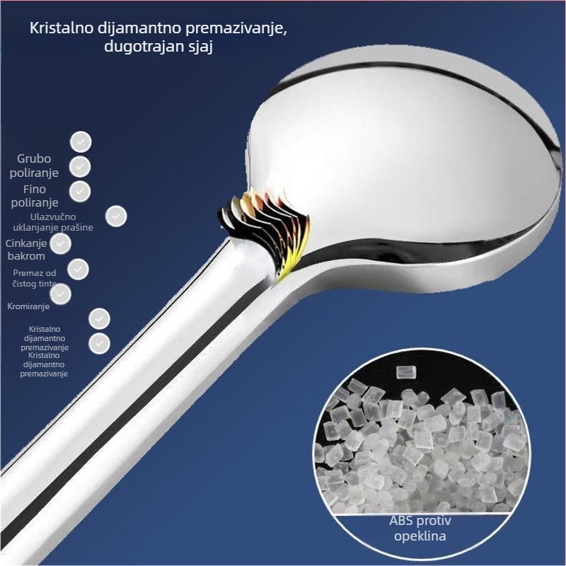 Hans tuš glava, ABS materijal, okrugli dizajn, funkcije raspršivanja i kiše, nazivni tlak 1.6 MPa, radna temperatura 0–100 °C