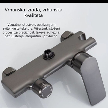 Ugradbeni set tuša u zidu — aluminij visoke kvalitete, brušeni završni sloj, četiri brzine mlaza, veliki kvadratni panel