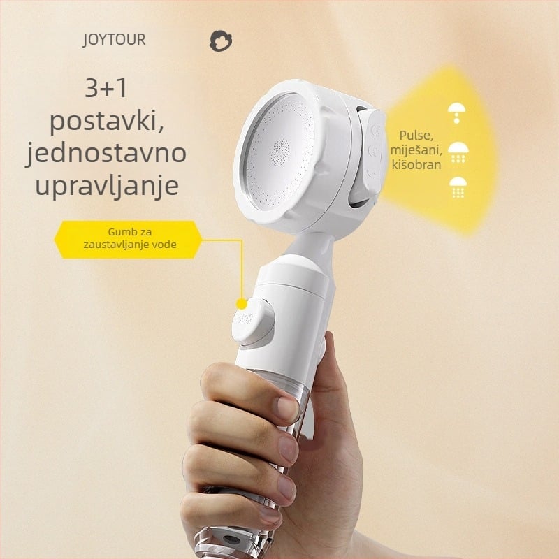 JOYTOUR Putna ručna tuš glava – ABS, tri brzine tlaka, kišni tuš, odvojivi isperivi filtr, universalni priključak (model ZXC03658)
