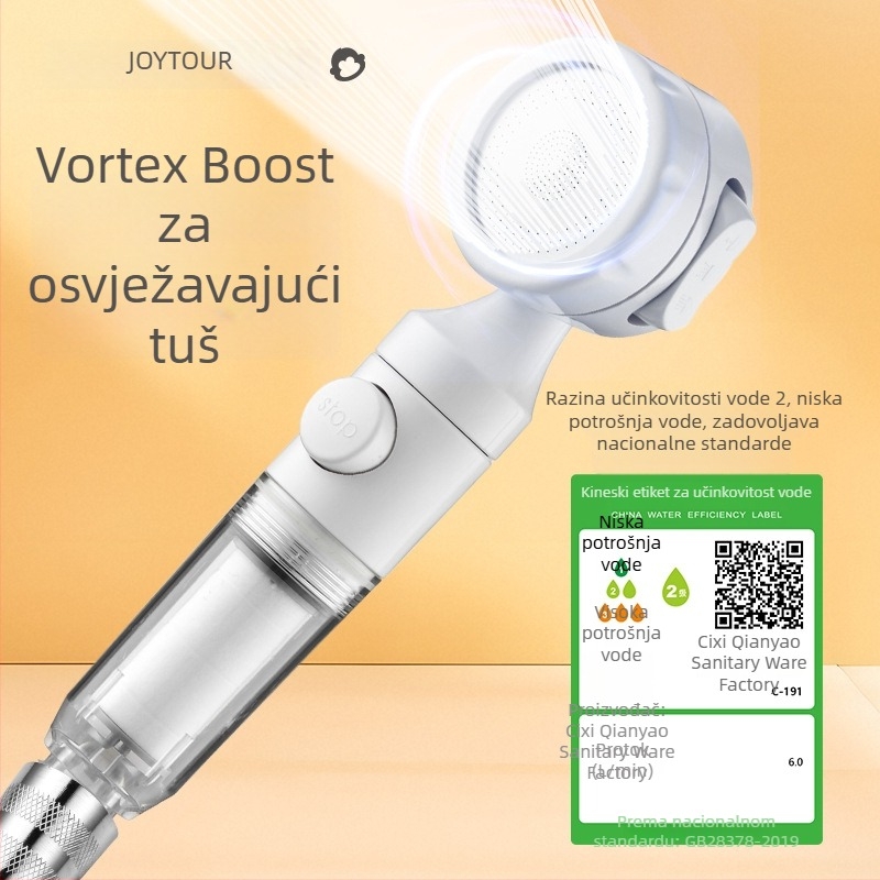 JOYTOUR Putna ručna tuš glava – ABS, tri brzine tlaka, kišni tuš, odvojivi isperivi filtr, universalni priključak (model ZXC03658)