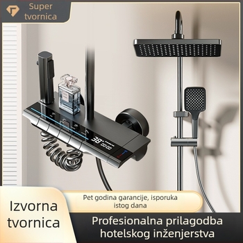 Tuš set od Space aluminija, funkcije prskanje i kiša, modernog stila, tuš s tipkama poput klavijature, površinska ugradnja, model YM-4174yx