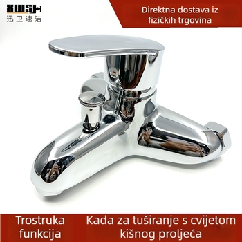 Ugradbeni zidni miješac za kadu s keramičkim disk ventilem, tijelo od cinkovog legura, ručka za podizanje, 0–90°C