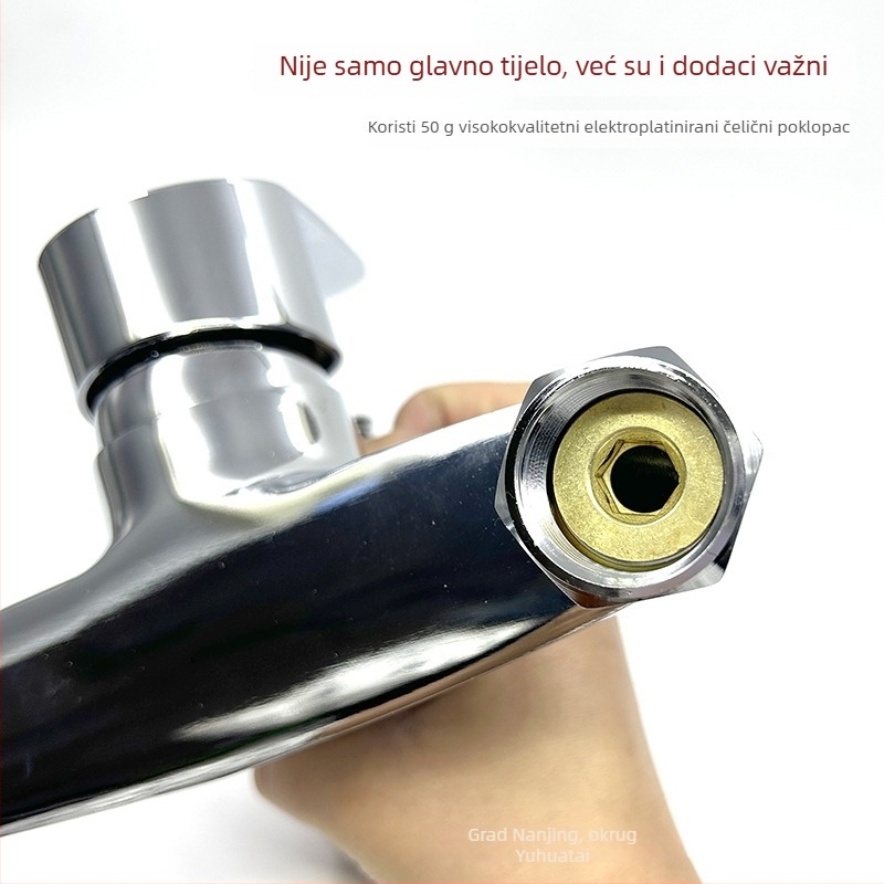 Ugradbeni zidni miješac za kadu s keramičkim disk ventilem, tijelo od cinkovog legura, ručka za podizanje, 0–90°C