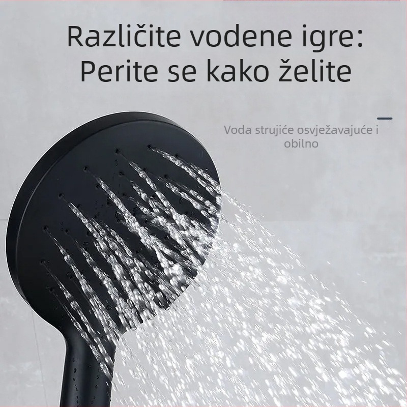 Set tuša s skrivenom ugradnjom na zid, bakreni kišni tuš, okruglog oblika, model Black duck
