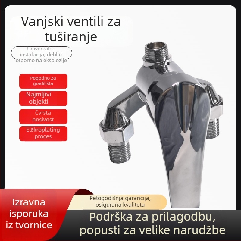 Eksponirani set tuša s miješalom za vruću i hladnu vodu – model Mz-610, tijelo od cinkove legure, keramički jezgreni ventil, elektroplating završna obrada, izložena montaža, upravljanje vrućom/hladnom vodom: jednoručno i dvoručno, radna temperatura 0–99°C,