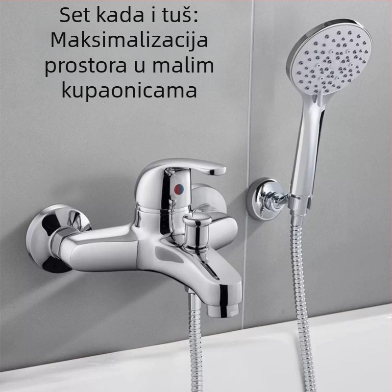 Miješalica za kadu i tuš, bakreno tijelo, keramički jezgrovni ventil, trostruka konstrukcija, elektroplatani završetak