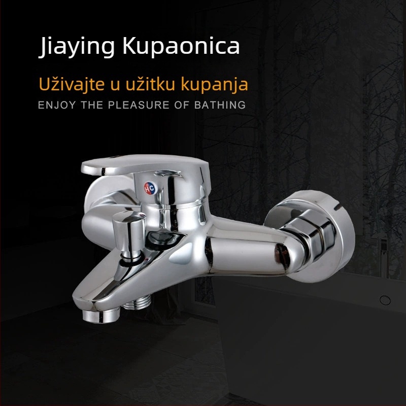 Miješalica za kadu i tuš, bakreno tijelo, keramički jezgrovni ventil, trostruka konstrukcija, elektroplatani završetak
