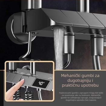Tuš set s digitalnim zaslonom i konstantnom temperaturom, Piano tuš, bakarno-legirana i nehrđajući čelik
