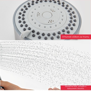 Prijenosna tuš glava od nehrđajućeg čelika, s velikim izlazom, pet načina rada; navojski priključak; radna temperatura 0–80°C.