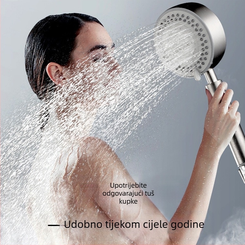 Prijenosna tuš glava od nehrđajućeg čelika, s velikim izlazom, pet načina rada; navojski priključak; radna temperatura 0–80°C.