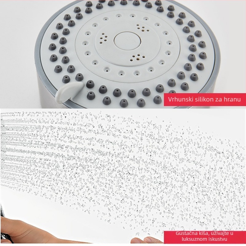 Prijenosna tuš glava od nehrđajućeg čelika, s velikim izlazom, pet načina rada; navojski priključak; radna temperatura 0–80°C.