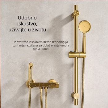 Set tuša od bakra, brušeni završetak, kišni tuš, zidni montažni, okrugla glava