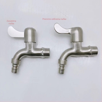 Slavina za perilicu od nehrđajućeg čelika, 20 mm navoja, bakrena jezgra ventila, brušeni završetak, radna temperatura -10 do 120 °C