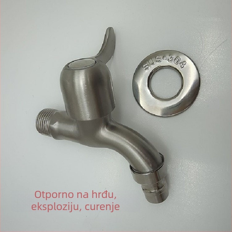 Slavina za perilicu od nehrđajućeg čelika, 20 mm navoja, bakrena jezgra ventila, brušeni završetak, radna temperatura -10 do 120 °C