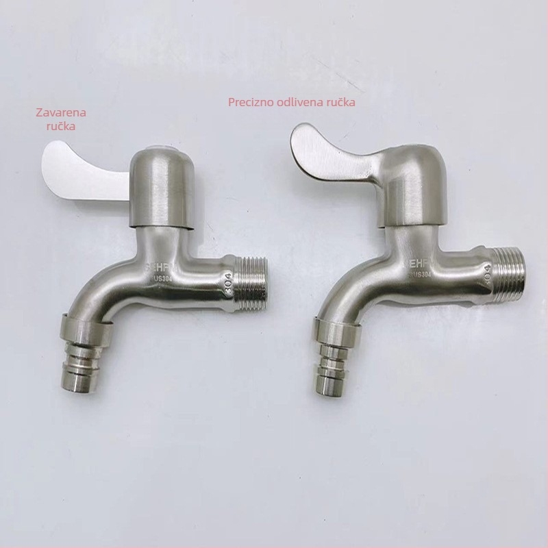 Slavina za perilicu od nehrđajućeg čelika, 20 mm navoja, bakrena jezgra ventila, brušeni završetak, radna temperatura -10 do 120 °C