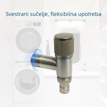 Ugradni zidni slavine za perilicu s keramičkim disk ventilim, nehrđajući čelik, brušena površina, otvaranje ključem.