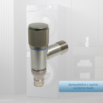 Ugradni zidni slavine za perilicu s keramičkim disk ventilim, nehrđajući čelik, brušena površina, otvaranje ključem.