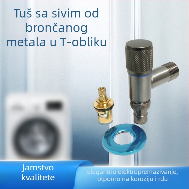 Ugradni zidni slavine za perilicu s keramičkim disk ventilim, nehrđajući čelik, brušena površina, otvaranje ključem.