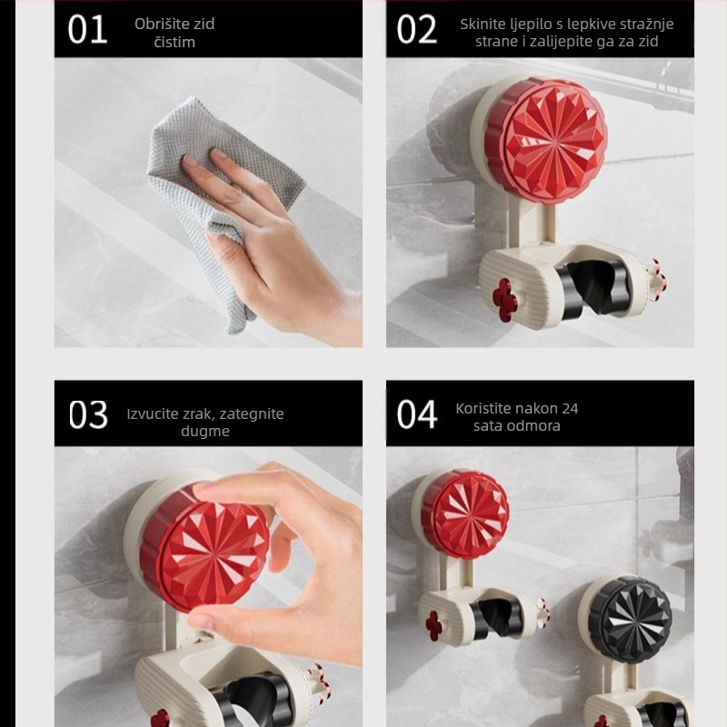 Držač za tuš bez bušenja, podesiv, rotirajući, zidni, plastični