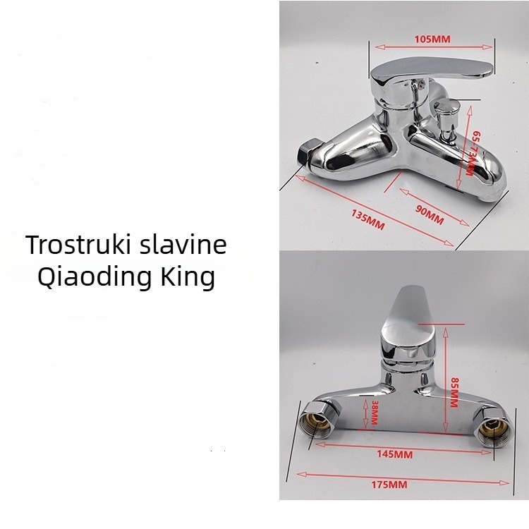 Vanjska slavina s trostrukim tušem - miješanje, spiralna montaža, model 1147, cink legura, keramički jezgrovni ventil, 0-90 °C, 1.0 MPa