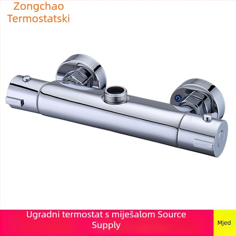 Termostatski tuš miješalica, skrivena ugradnja, bakreno tijelo, model ZC-831G, kromirani završetak, raspon 20–85°C