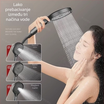 Bakarni tuš komplet – zidni, krom završna obrada, model 8002 – funkcije: raspršivanje, masaža, mjehurići, okretno, kišni tuš