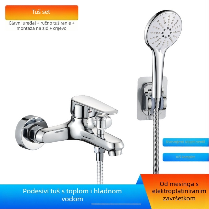 Ugradni kupaonski miješac s keramičkim diskom, podizni mehanizam, dvostruka konstrukcija, set s tri tuš glavice