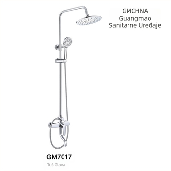 Tuš komplet od mjedi, model GM7017, ručni tuš s gornjim mlazom, masaža i kišna funkcija