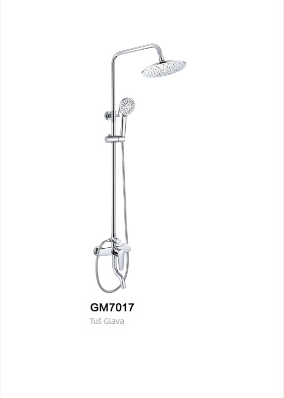 Tuš komplet od mjedi, model GM7017, ručni tuš s gornjim mlazom, masaža i kišna funkcija