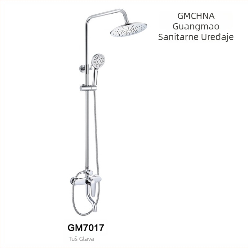 Tuš komplet od mjedi, model GM7017, ručni tuš s gornjim mlazom, masaža i kišna funkcija