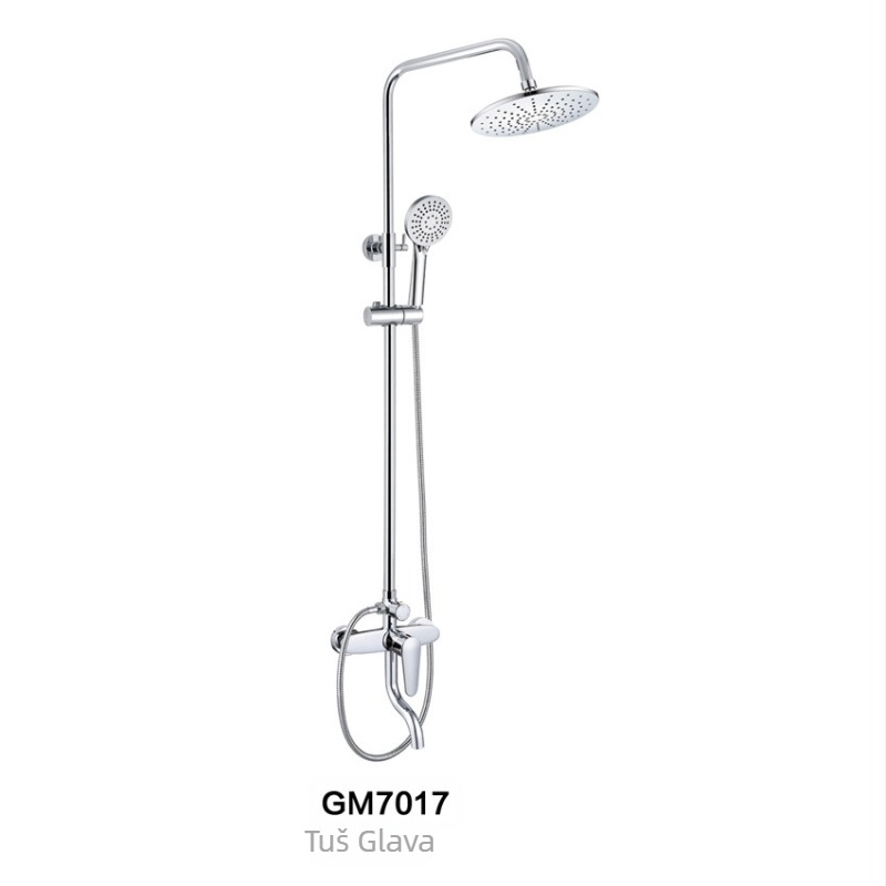 Tuš komplet od mjedi, model GM7017, ručni tuš s gornjim mlazom, masaža i kišna funkcija