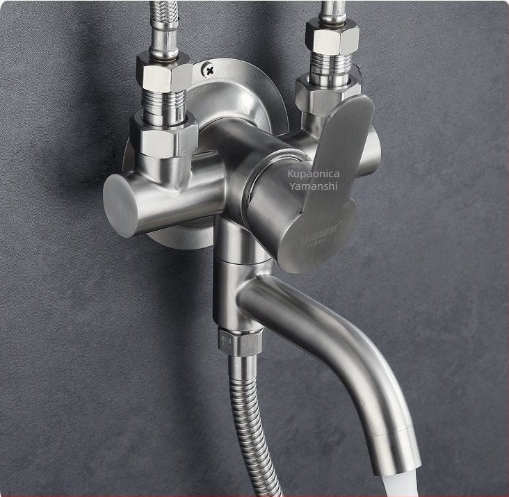 YAMANSI tuš miješalo od 304 nehrđajućeg čelika, površinski montirano, keramički ventil