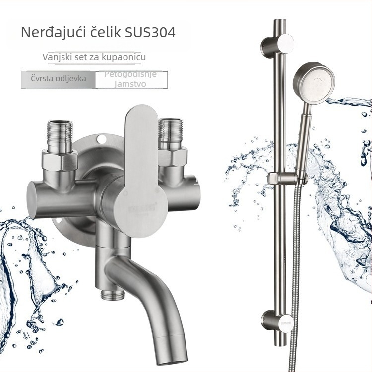 YAMANSI tuš miješalo od 304 nehrđajućeg čelika, površinski montirano, keramički ventil
