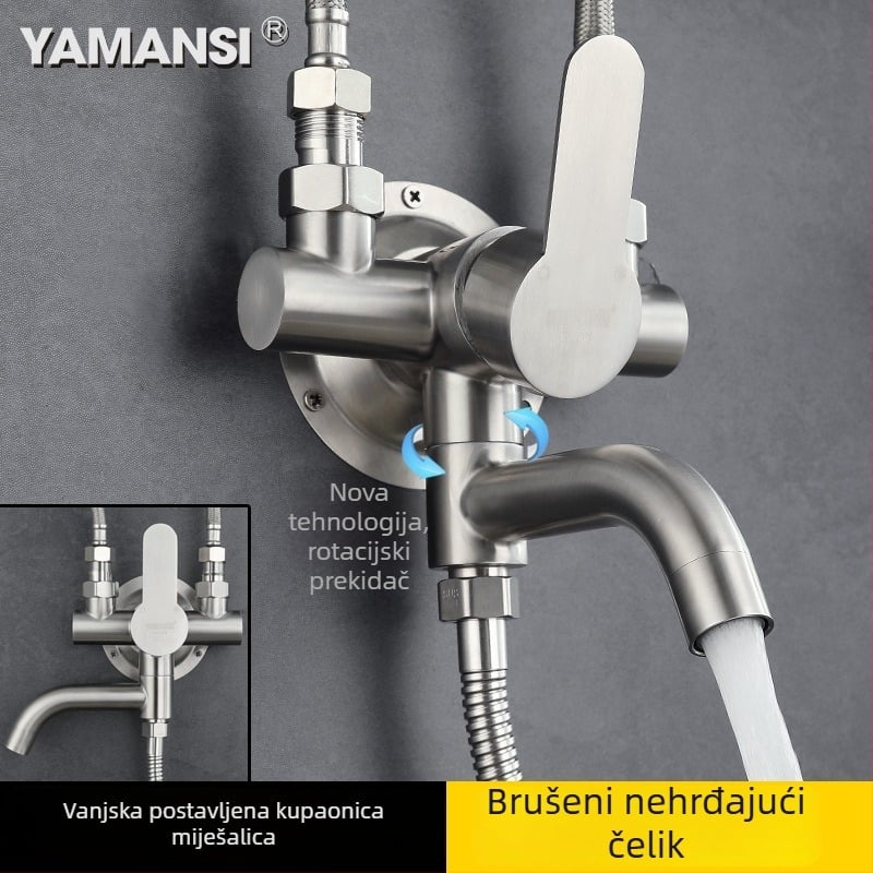 YAMANSI tuš miješalo od 304 nehrđajućeg čelika, površinski montirano, keramički ventil