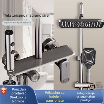 Set tuša s digitalnim zaslonom za modernu kupaonu, ugrađena instalacija, bakrena konstrukcija, okrugla glava, funkcije raspršivanje i kiša, model ZH-24130